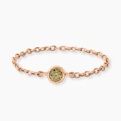 Marc Orian Bagues De Promesse|Bijoux Zirconium > Bague Chaine Madalyn Argent Rose Oxyde De Zirconium argent rose oxyde vert