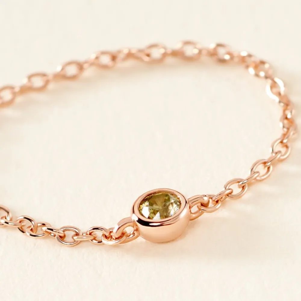 Marc Orian Bagues De Promesse|Bijoux Zirconium > Bague Chaine Madalyn Argent Rose Oxyde De Zirconium argent rose oxyde vert
