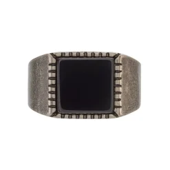 Bague Chevalière Acier Vieillit Haris Agate