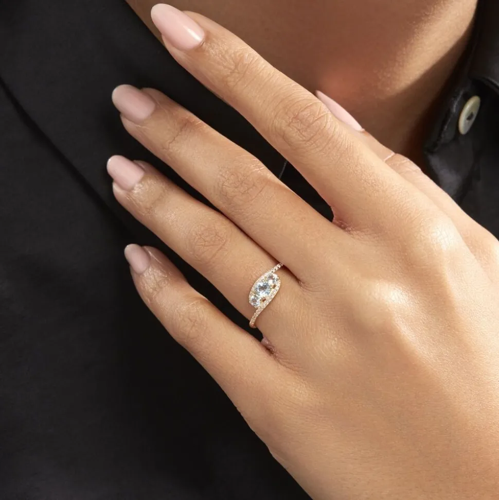 Bague Chloe Or Jaune Topaze Et Oxyde De Zirconium