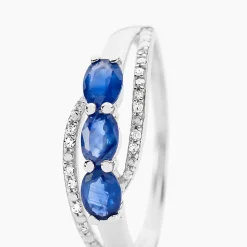 Marc Orian Bagues Saphir|Anniversaire De Mariage > Bague Comete Or Blanc Saphir Et Diamant