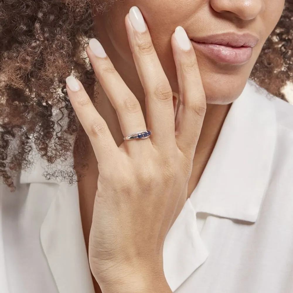 Marc Orian Bagues Saphir|Anniversaire De Mariage > Bague Comete Or Blanc Saphir Et Diamant