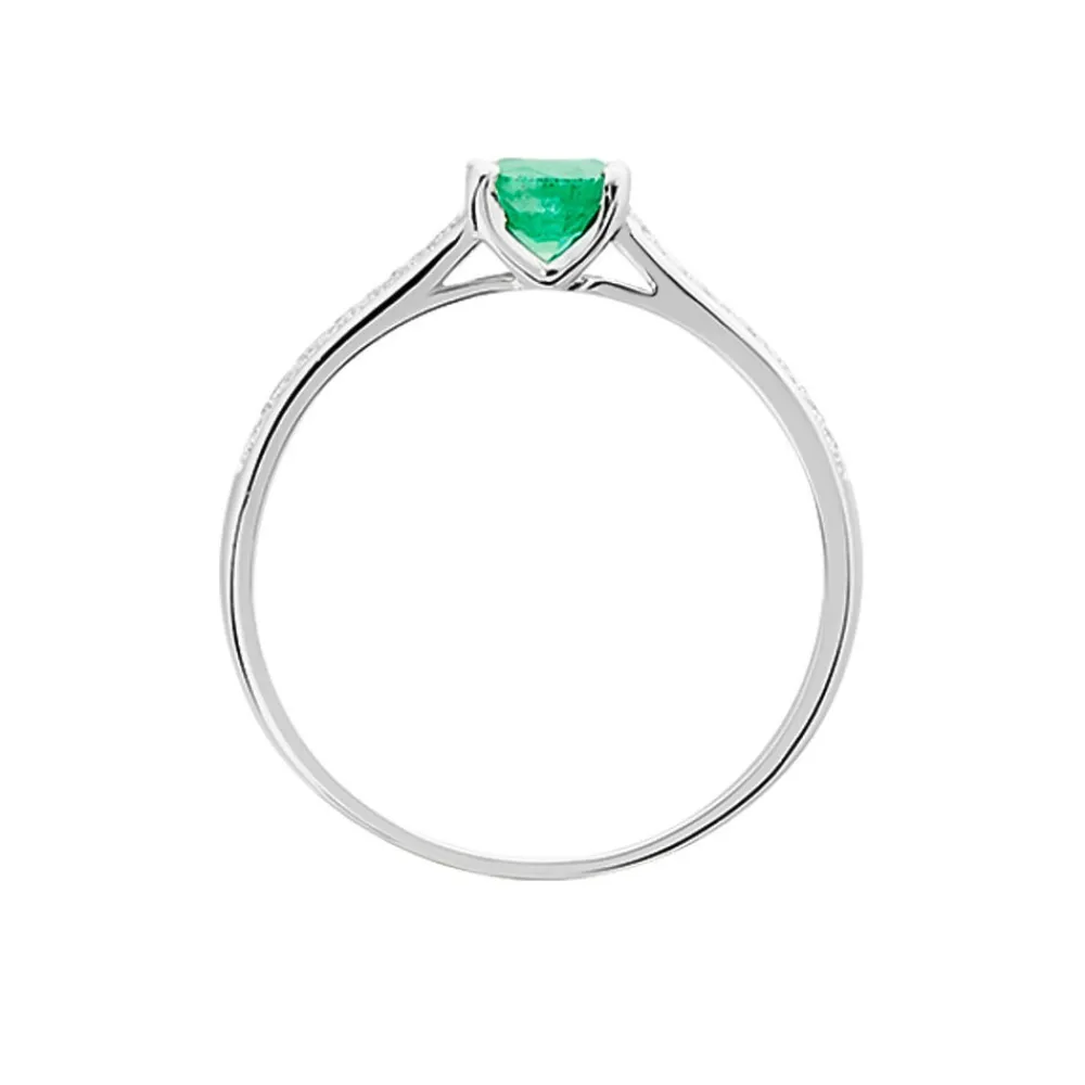 Marc Orian Bijoux Émeraude|Anniversaire De Mariage > Bague Crista Or Blanc Emeraude Et Diamant