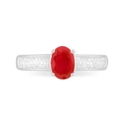 Bague Crista Or Blanc Rubis Et Diamant