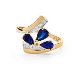 Marc Orian Anniversaire De Mariage|Bagues Saphir > Bague Dahlia Or Jaune Saphir Diamant