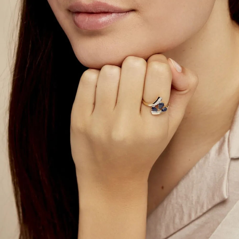 Marc Orian Anniversaire De Mariage|Bagues Saphir > Bague Dahlia Or Jaune Saphir Diamant
