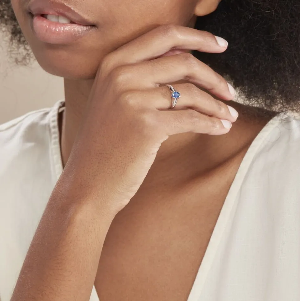 Bague Denise Or Blanc Saphir Et Diamant