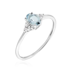 Bague Diapre Or Blanc Topaze Oxyde De Zirconium