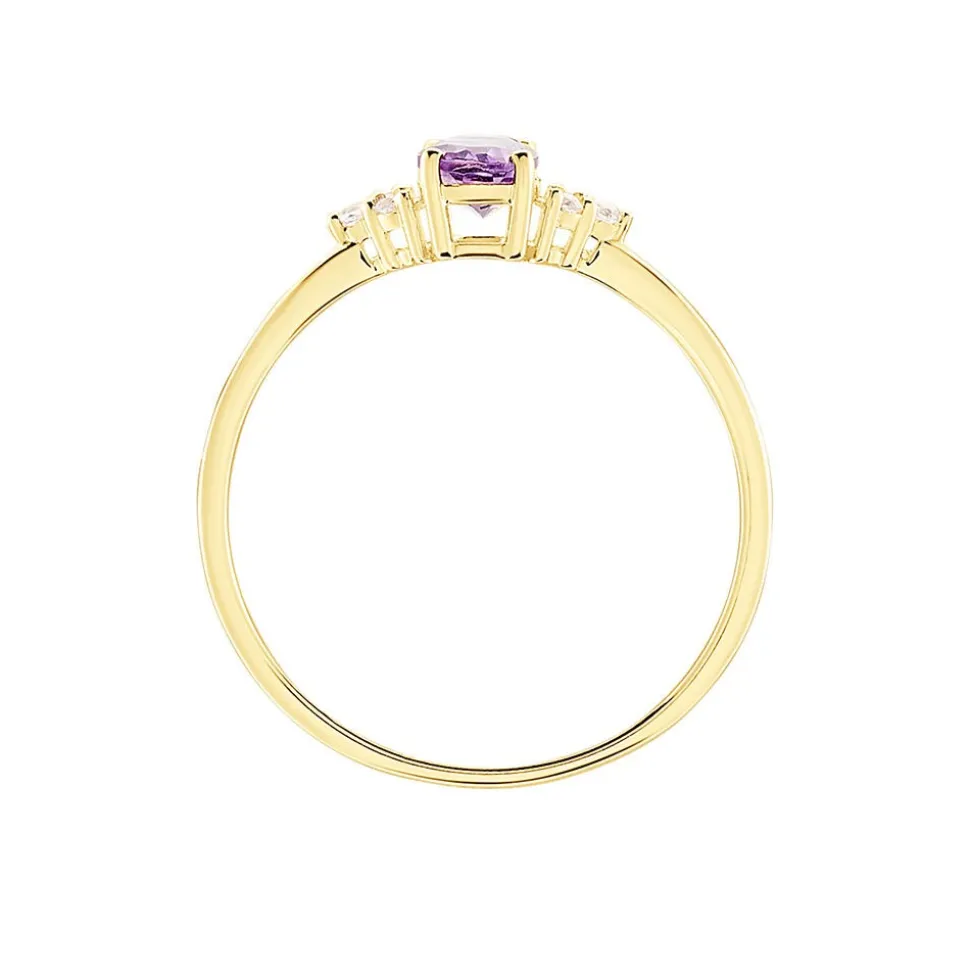 Bague Diapre Or Jaune Améthyste Oxyde De Zirconium