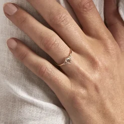 Bague Diapre Or Jaune Quartz Oxyde De Zirconium