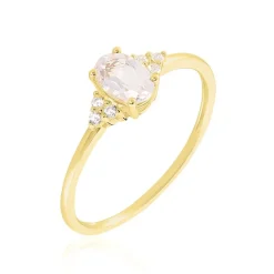 Bague Diapre Or Jaune Quartz Oxyde De Zirconium