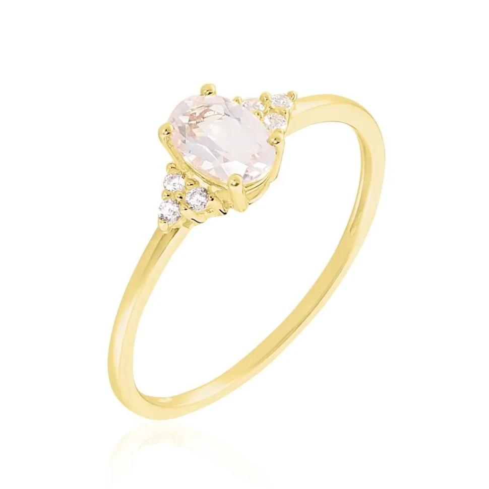 Bague Diapre Or Jaune Quartz Oxyde De Zirconium