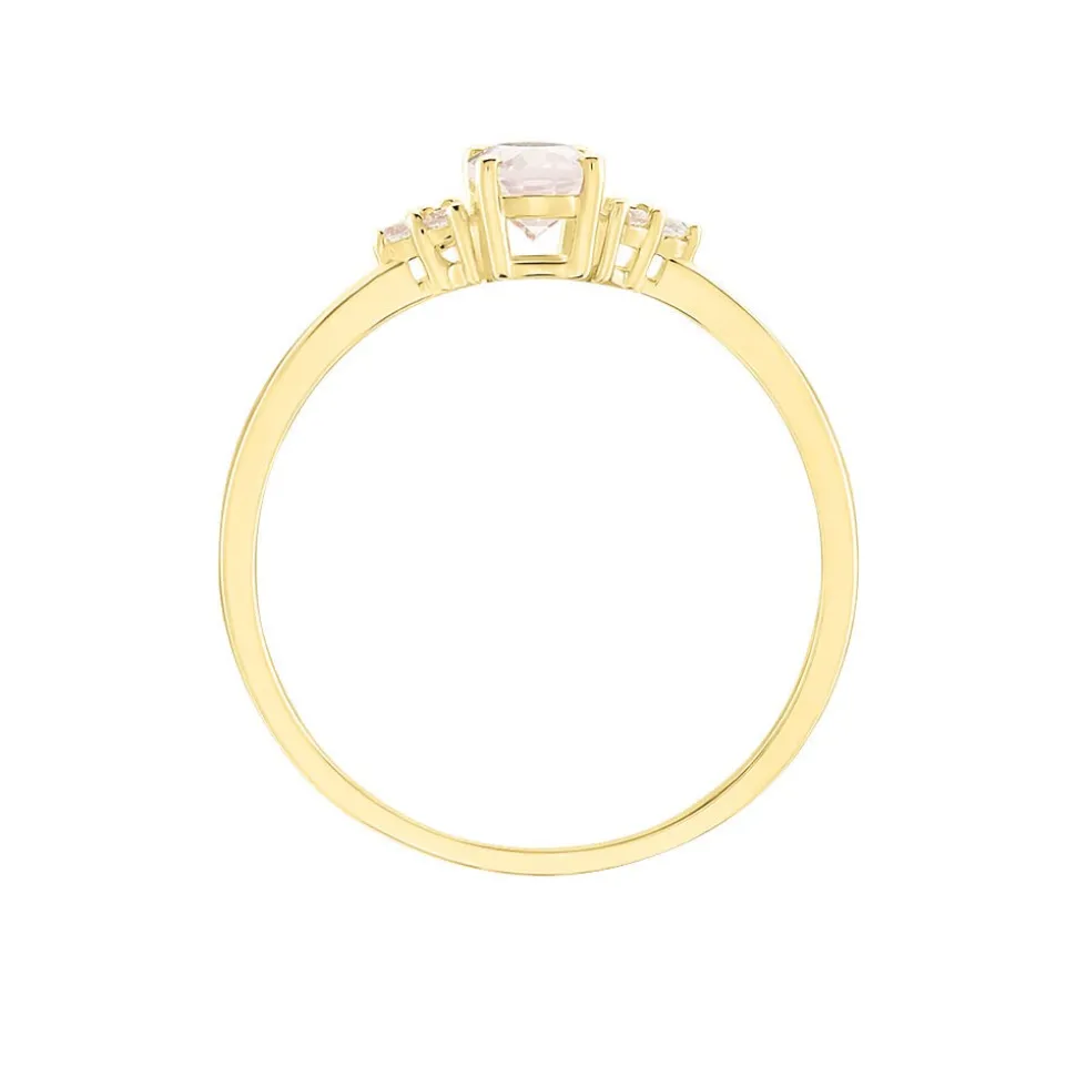 Bague Diapre Or Jaune Quartz Oxyde De Zirconium