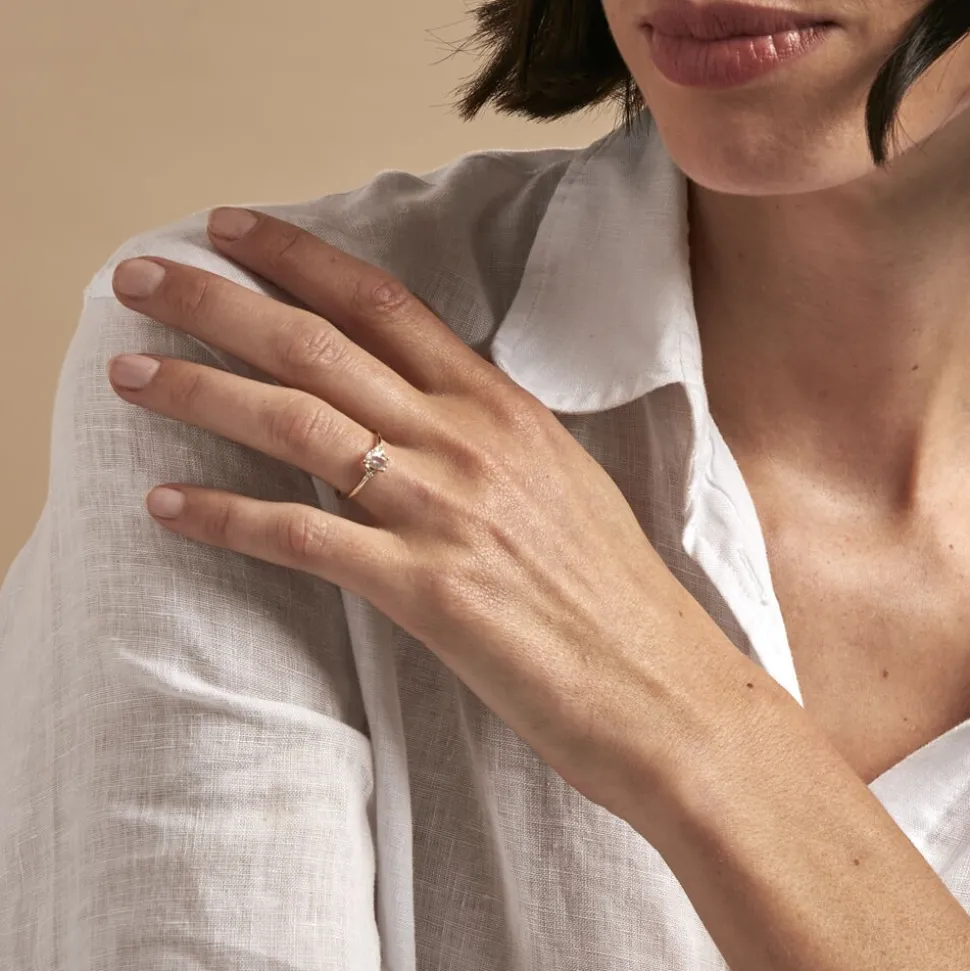 Bague Diapre Or Jaune Quartz Oxyde De Zirconium