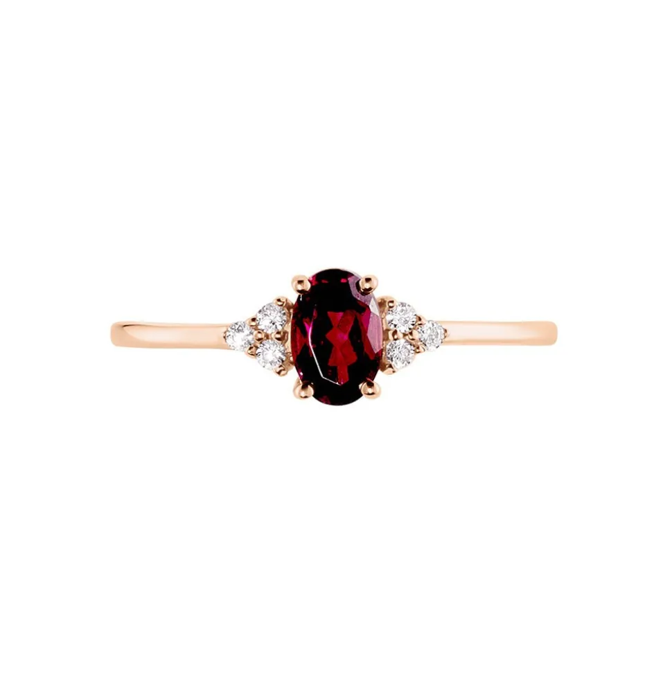 Bague Diapre Or Rose Rhodolite Oxyde De Zirconium