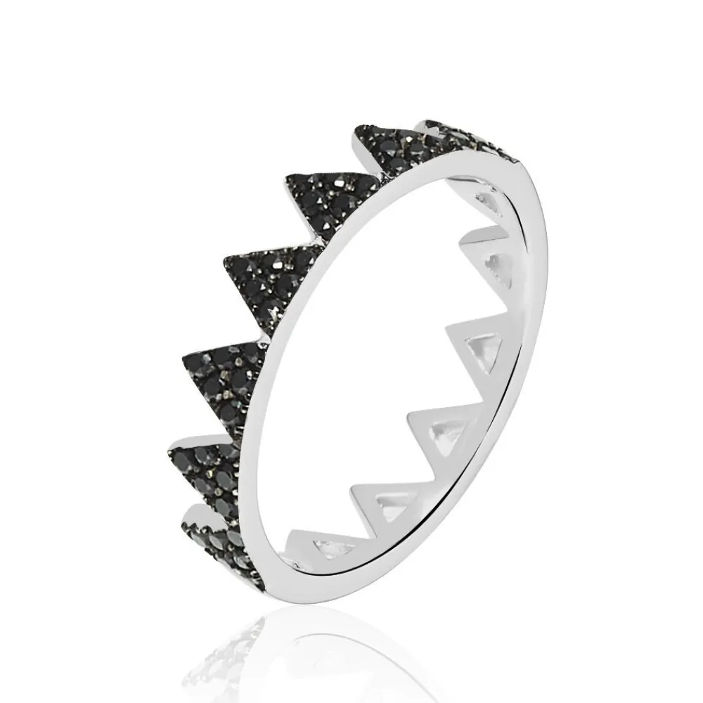 Marc Orian Bagues Fantaisie|Bijoux Zirconium > Bague Doria Argent Blanc Oxyde De Zirconium argent blanc oxyde noir
