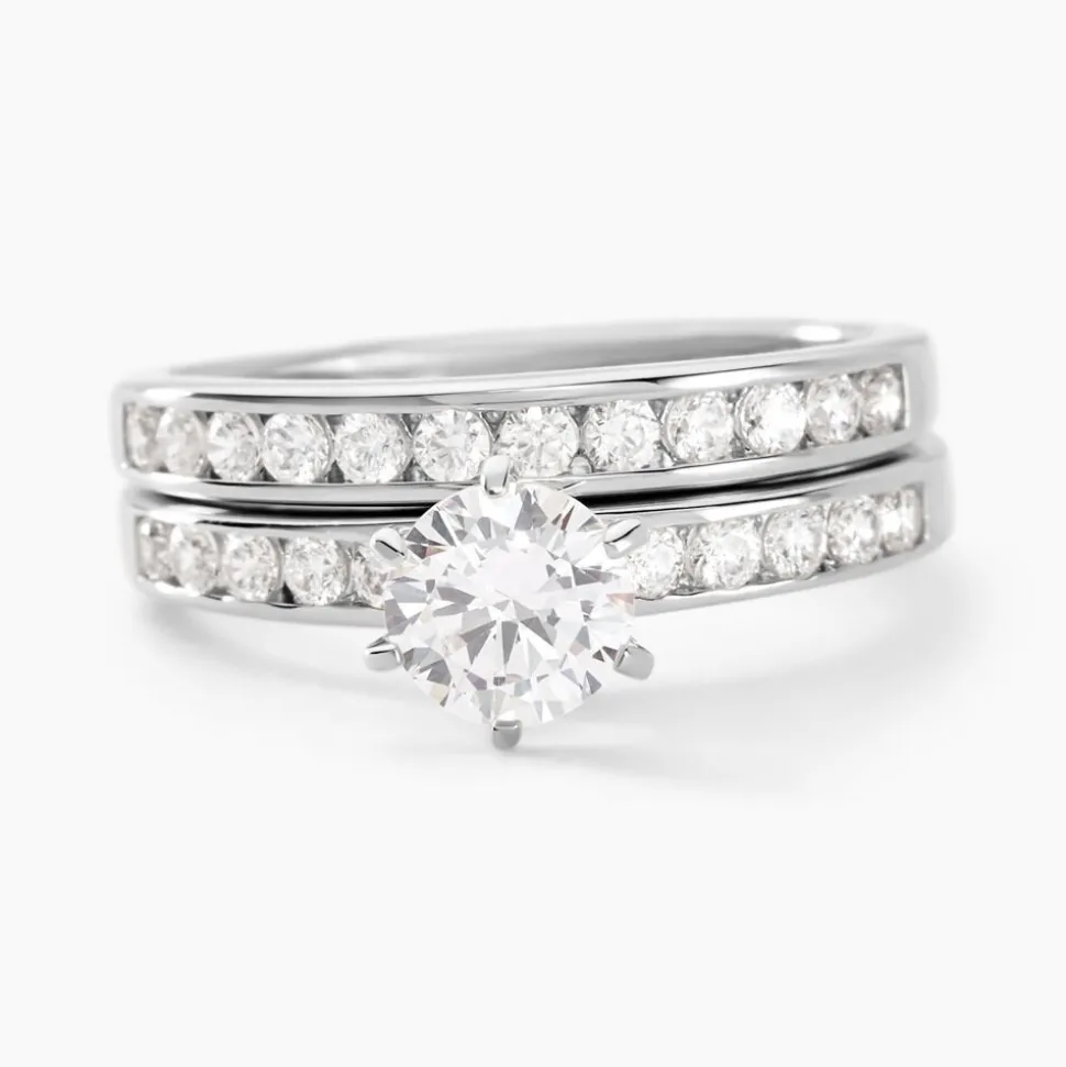 Bague Double Jeu Argent Blanc Oxyde De Zirconium