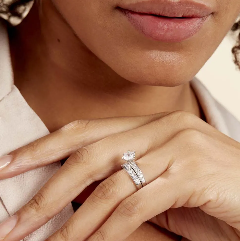Bague Double Jeu Argent Blanc Oxyde De Zirconium