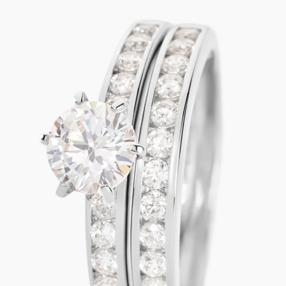 Bague Double Jeu Argent Blanc Oxyde De Zirconium