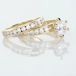 Bague Double Jeu Plaqué Or Jaune Oxyde De Zirconium