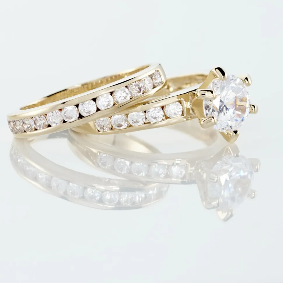 Bague Double Jeu Plaqué Or Jaune Oxyde De Zirconium