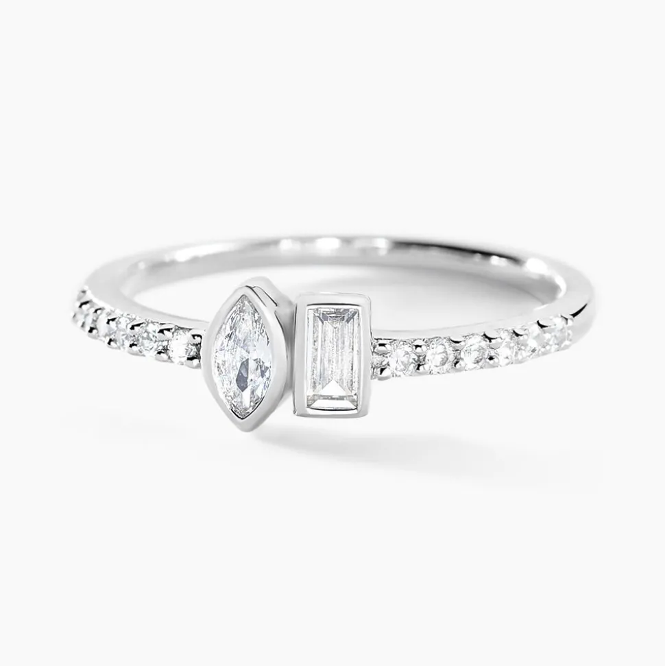 Bague Dua Argent Blanc Oxyde De Zirconium