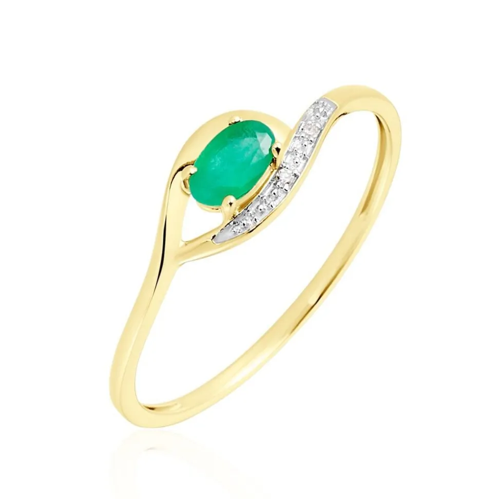 Bague Emotion Or Jaune Emeraude Diamant