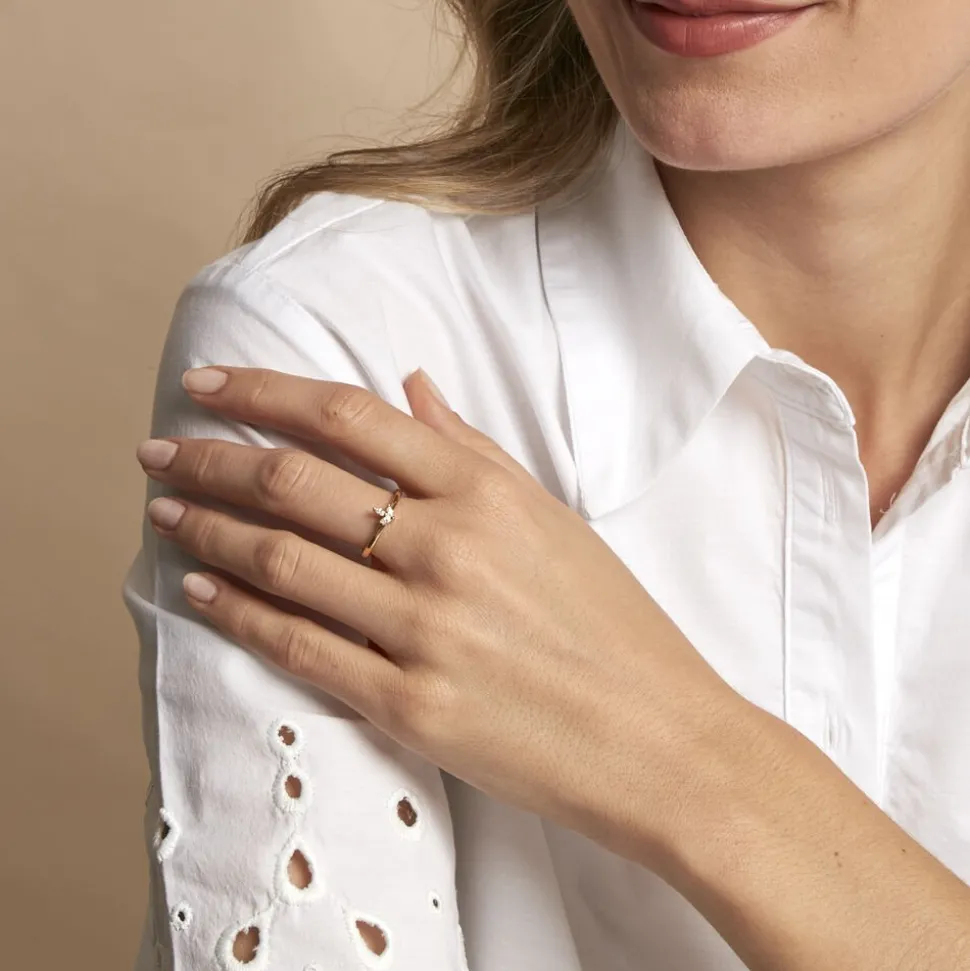 Bague Erma Plaqué Or Doré Oxyde De Zirconium