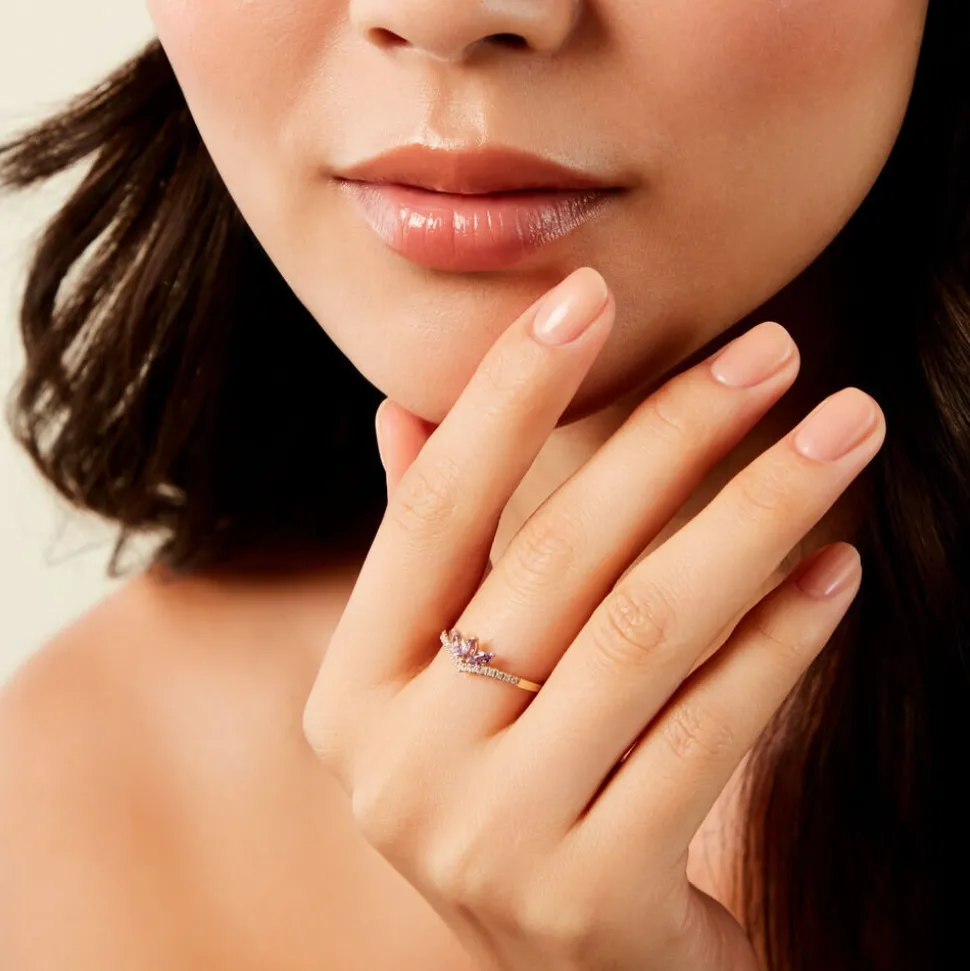 Bague Florelys Or Jaune Améthyste Oxyde De Zirconium