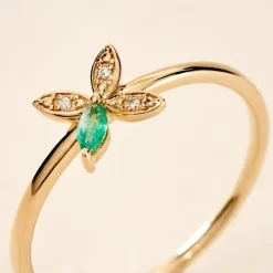 Marc Orian Anniversaire De Mariage|Bijoux Émeraude > Bague Flower Power Or Jaune Emeraude Diamant