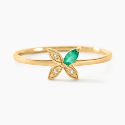 Marc Orian Anniversaire De Mariage|Bijoux Émeraude > Bague Flower Power Or Jaune Emeraude Diamant