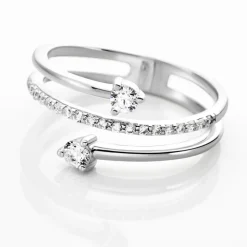 Bague Gait Argent Blanc Oxyde De Zirconium