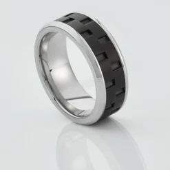 JOURDAN Idées Cadeaux Homme|Bagues > Bague Oahu Acier Blanc Et Noir