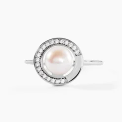 Bague Lenka Argent Blanc Perle De Culture Et Oxyde De Zirconium