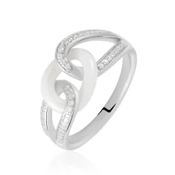 Marc Orian Bagues|Bagues Argent > Bague Link Argent Blanc Céramique Et Oxyde De Zirconium