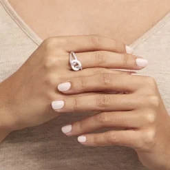 Marc Orian Bagues|Bagues Argent > Bague Link Argent Blanc Céramique Et Oxyde De Zirconium