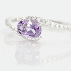 Bague Loriane Or Blanc Amethyste Et Oxyde De Zirconium