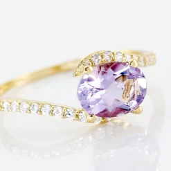 Marc Orian Anniversaire De Mariage|Bagues > Bague Loriane Or Jaune Amethyste Et Oxyde De Zirconium or jaune amethyste violette
