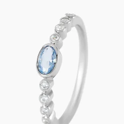 Marc Orian Bagues De Promesse|Bijoux Zirconium > Bague Mayfair Argent Blanc Oxyde De Zirconium argent blanc oxyde bleu sky
