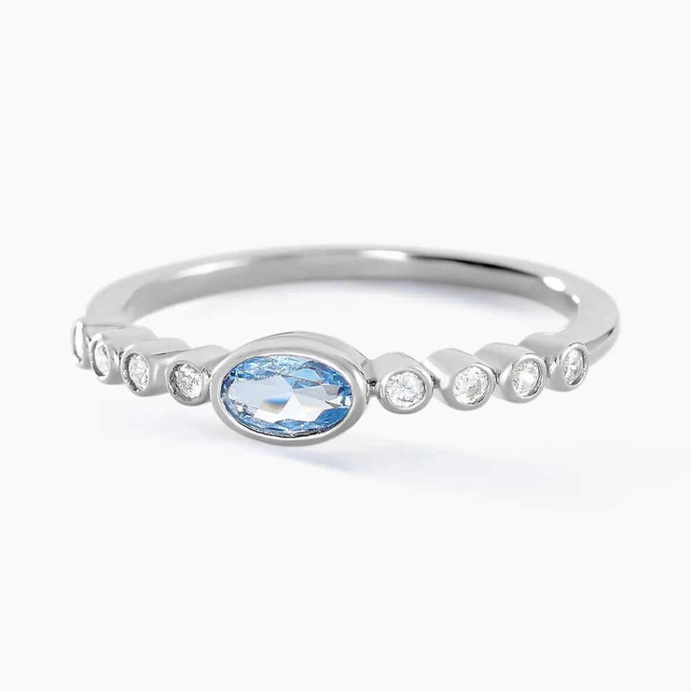 Marc Orian Bagues De Promesse|Bijoux Zirconium > Bague Mayfair Argent Blanc Oxyde De Zirconium argent blanc oxyde bleu sky