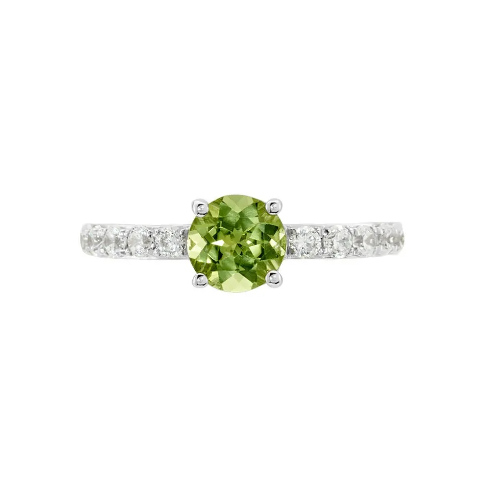 Bague Or Blanc Monroe Péridot Oxydes De Zirconium