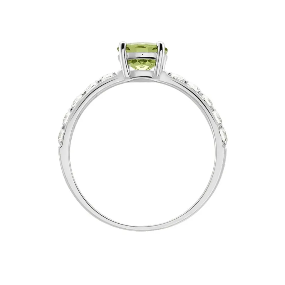 Bague Or Blanc Monroe Péridot Oxydes De Zirconium