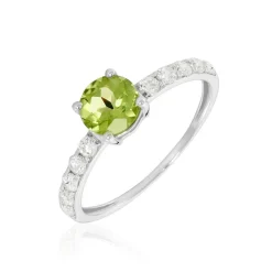 Bague Or Blanc Monroe Péridot Oxydes De Zirconium