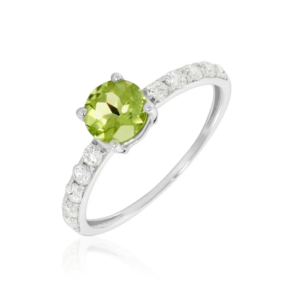 Bague Or Blanc Monroe Péridot Oxydes De Zirconium