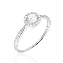 Bague Or Blanc Peony Oxyde De Zirconium