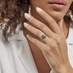 Marc Orian Anniversaire De Mariage|Bagues Saphir > Bague Orchidee Or Blanc Saphir Diamant