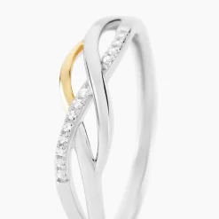 Bague Or Jaune Argent Blanc Oxyde De Zirconium