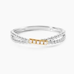 Bague Or Jaune Argent Blanc Oxyde De Zirconium