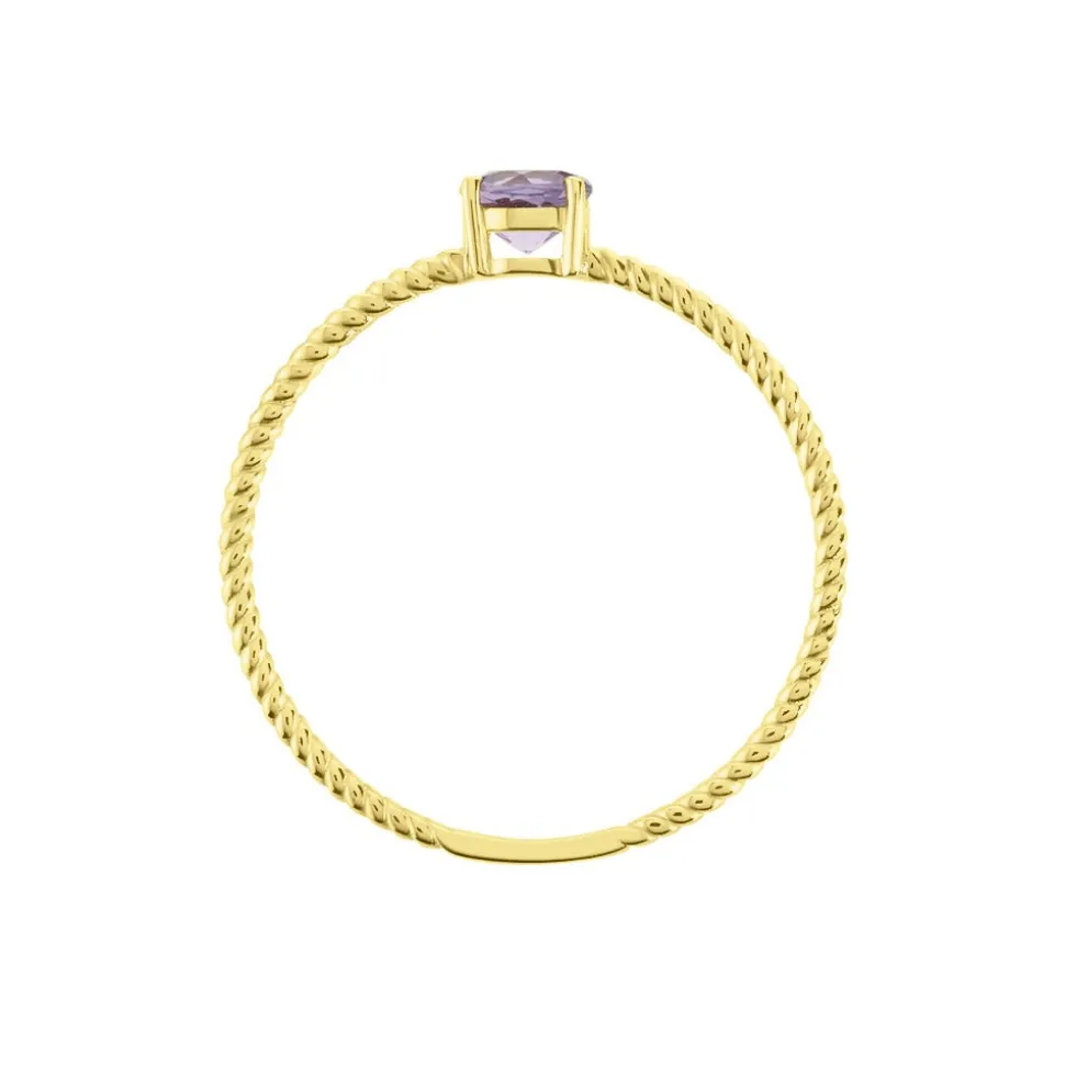 Bague Or Jaune Demi Amethyste