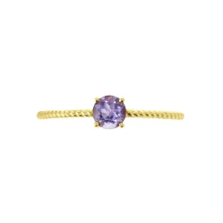 Bague Or Jaune Demi Amethyste